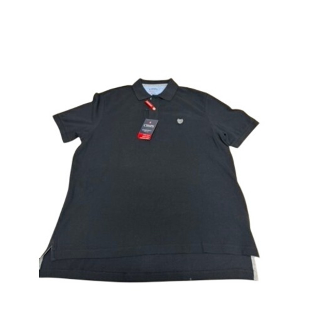 NWT! "Chaps" Mens Everyday Polo Shirt Black Performance Pique Short Sleeve Large